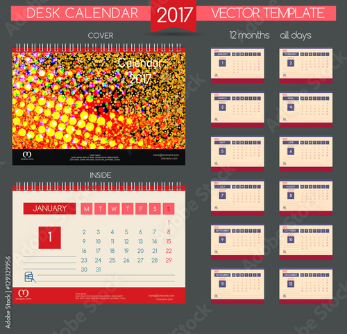 Calendar 2017. Vector Templates all months.