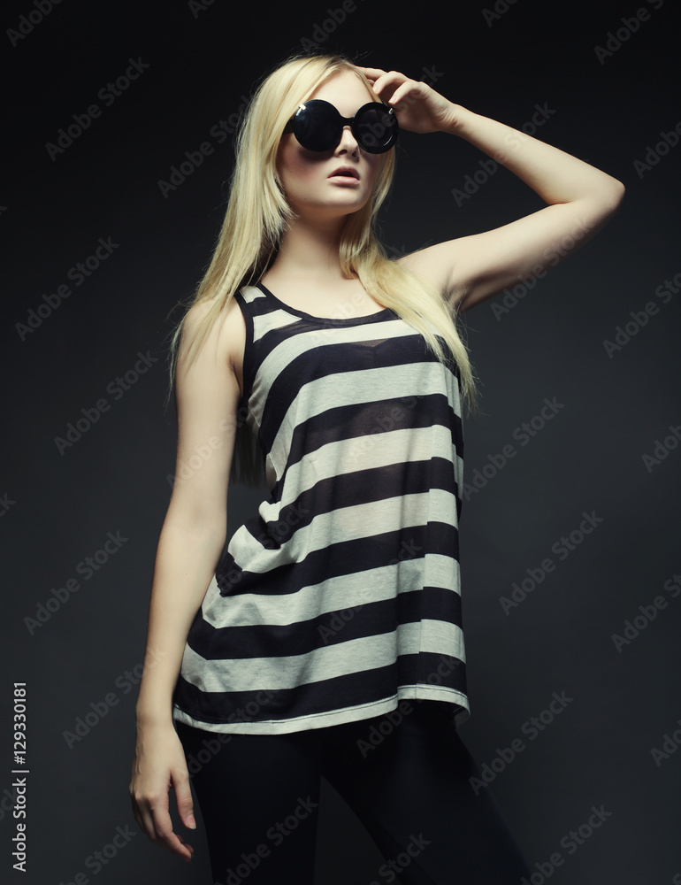 pretty fashion model on grey background pretty fashion model on grey background