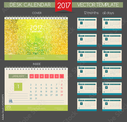 Calendar 2017. Vector Templates all months.