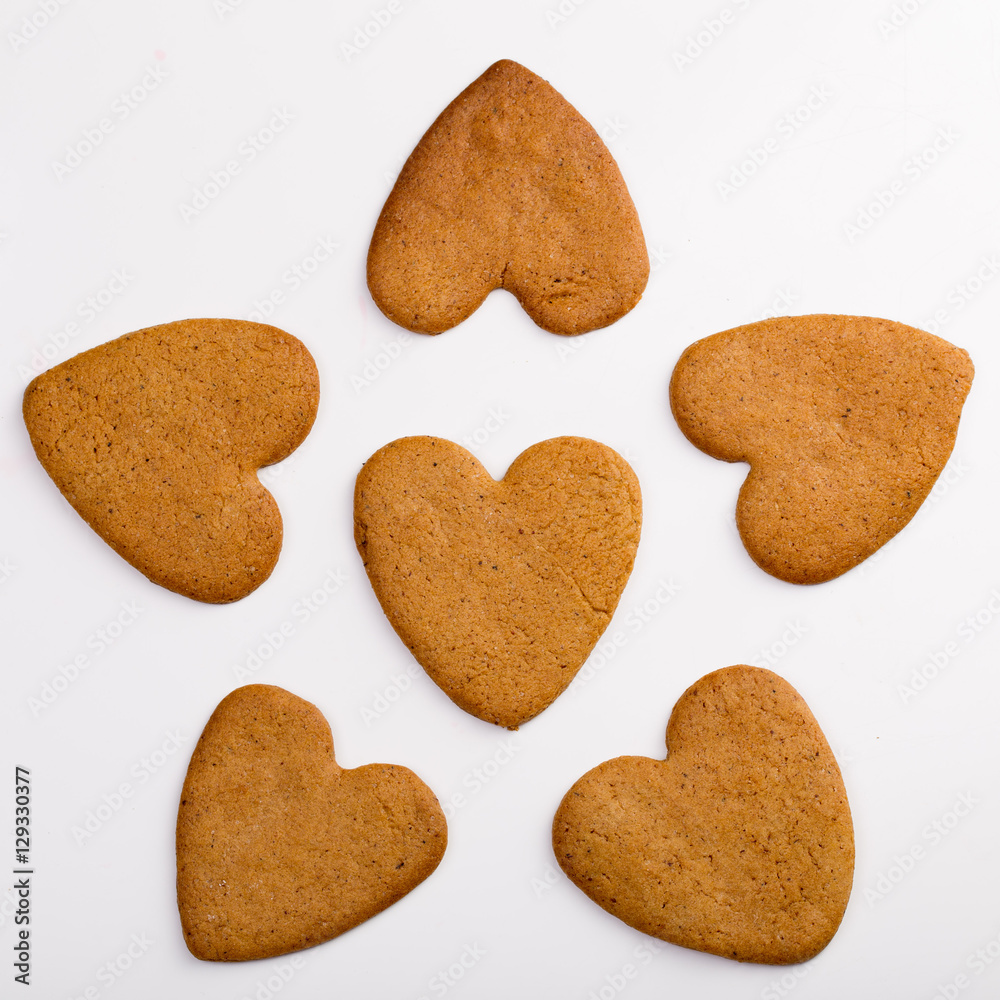christmas gingerbread cookie in the form of hearts. Valentine's Day concept christmas gingerbread cookie in the form of hearts. Valentine's Day concept
