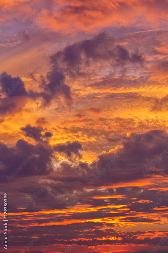 Big powerful sunset clouds at summer