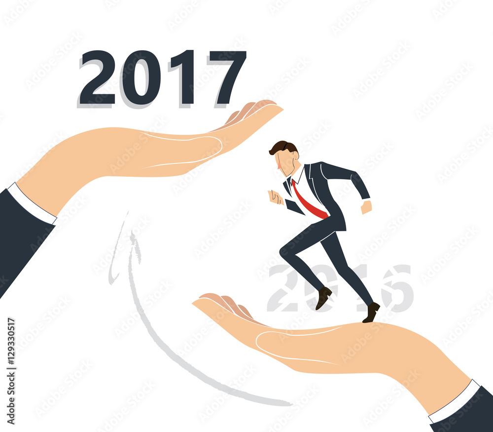 Businessman jump between and years to success. business Concept vector Businessman jump between and years to success. business Concept vector