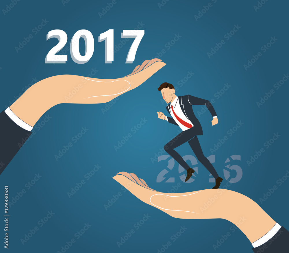 Businessman jump between and years to success. business Concept vector Businessman jump between and years to success. business Concept vector