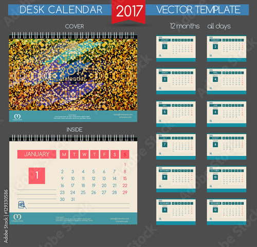 Calendar 2017. Vector Templates all months.