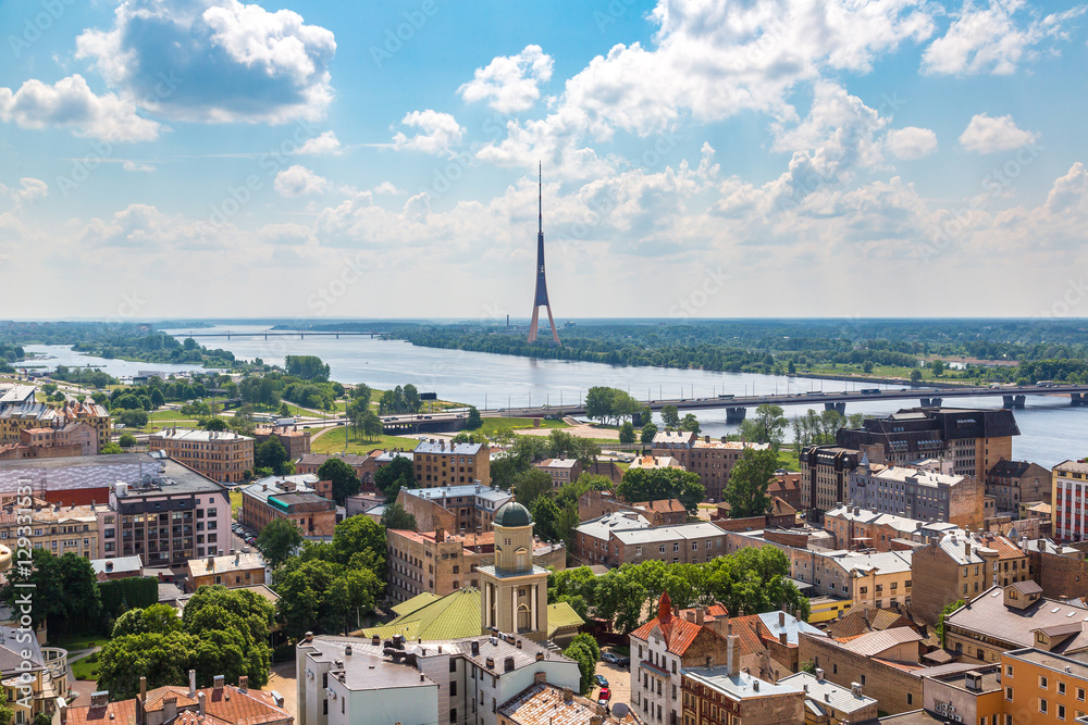 Panoramic aerial view of Riga