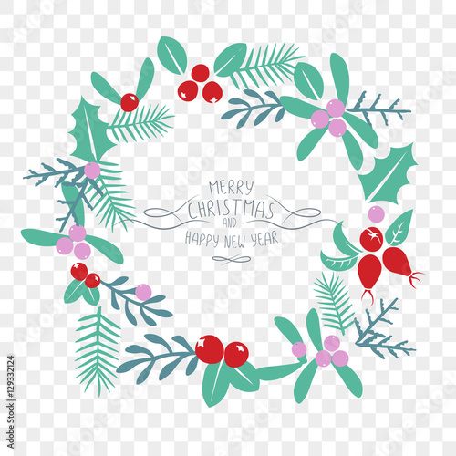 Vintage Merry Christmas And Happy New Year decorations.