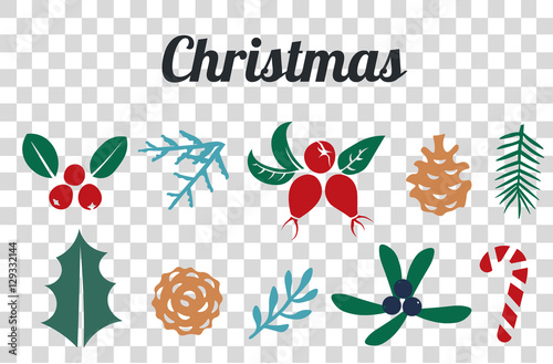 Vintage Merry Christmas And Happy New Year decorations.