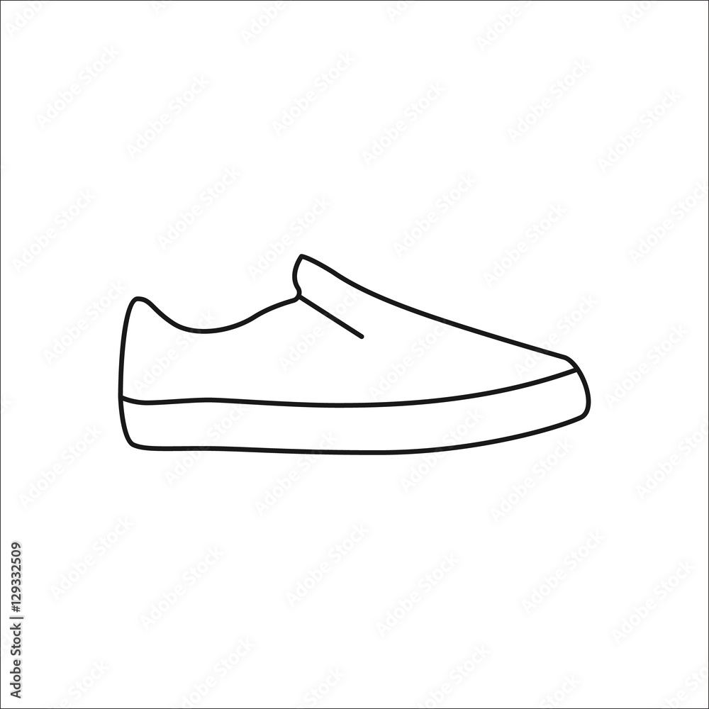 Skateboard shoe or sneaker symbol line icon on background Skateboard shoe or sneaker symbol line icon on background