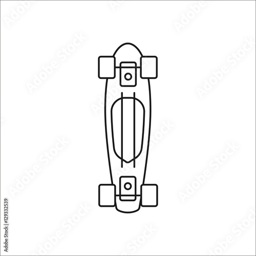 Skateboard longboard symbol line icon on background