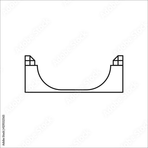Skateboard half pipe symbol line icon on background