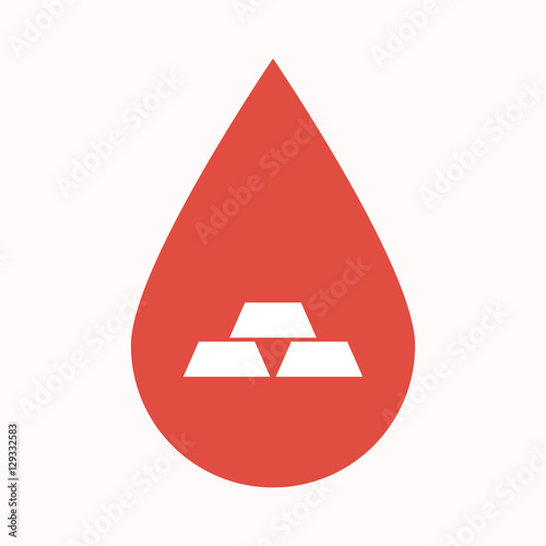 Isolated blood drop with three gold bullions