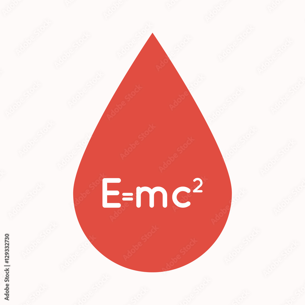 Isolated blood drop with the Theory of Relativity formula Isolated blood drop with the Theory of Relativity formula