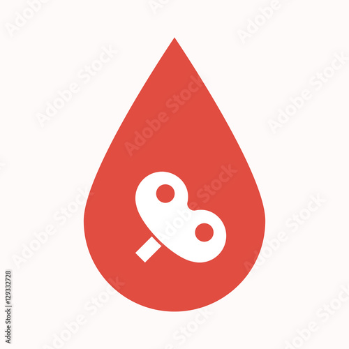 Isolated blood drop with a toy crank