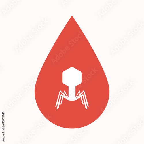 Isolated blood drop with a virus