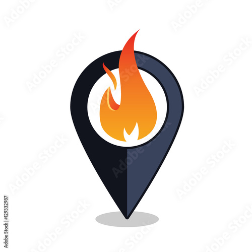 Flame Point - Map Pointer With Fireplace Sign - Fire Alarm