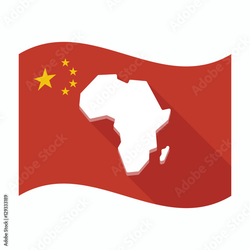 Isolated China flag with  a map of the african continent