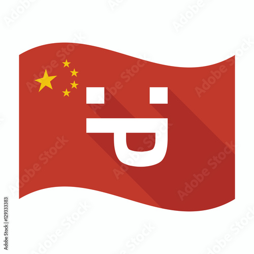 Isolated China flag with a sticking out tongue text face