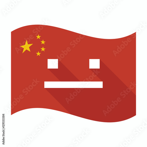 Isolated China flag with a emotionless text face