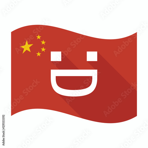 Isolated China flag with a laughing text face