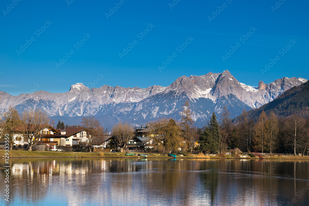 Mountain peaks and snowflakes, Zell am See Lake, Lakekaprun, kitzsteinhorn, Austria, Europe