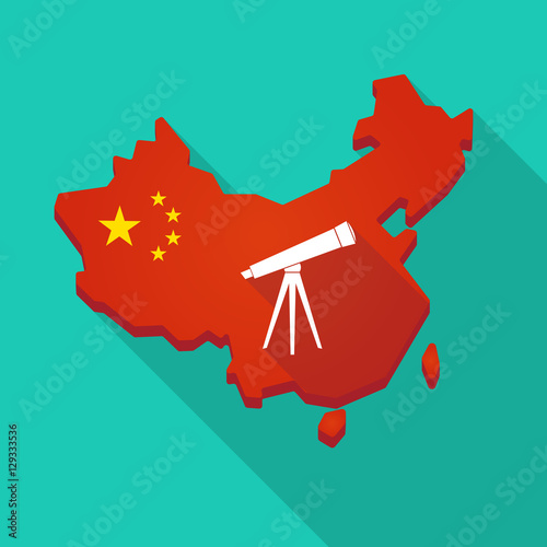 Long shadow China map with a telescope