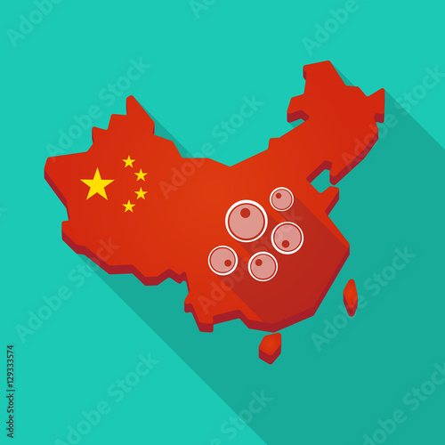 Long shadow China map with oocytes