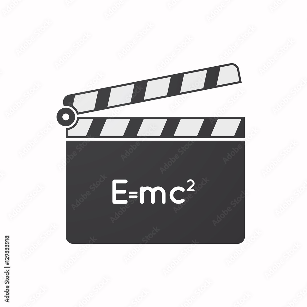 Isolated clapper board with the Theory of Relativity formula