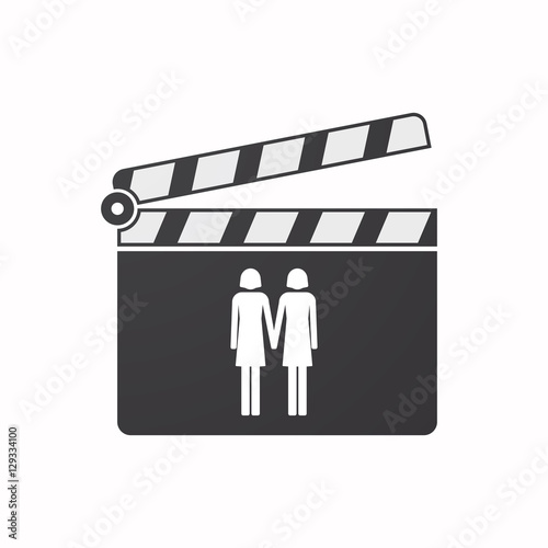 Isolated clapper board with a lesbian couple pictogram