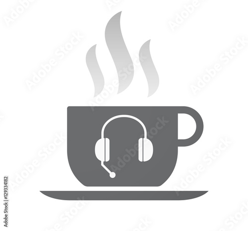 Isolated coffee cup with  a hands free phone device
