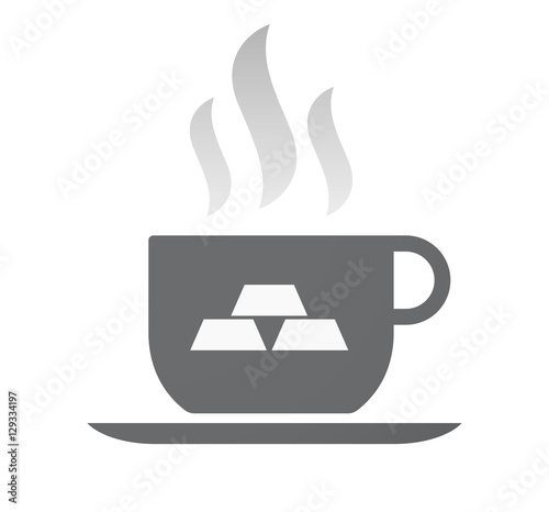 Isolated coffee cup with three gold bullions