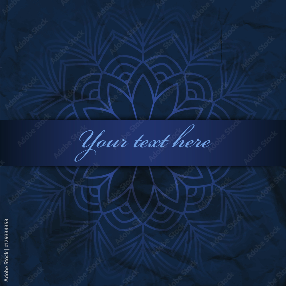 Blue background with mandala and space for text. Vector template Blue background with mandala and space for text. Vector template