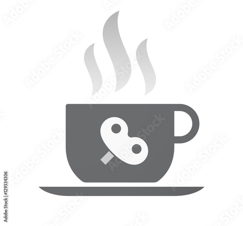 Isolated coffee cup with a toy crank