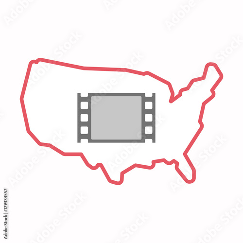 Isolated map of USA with a film photogram
