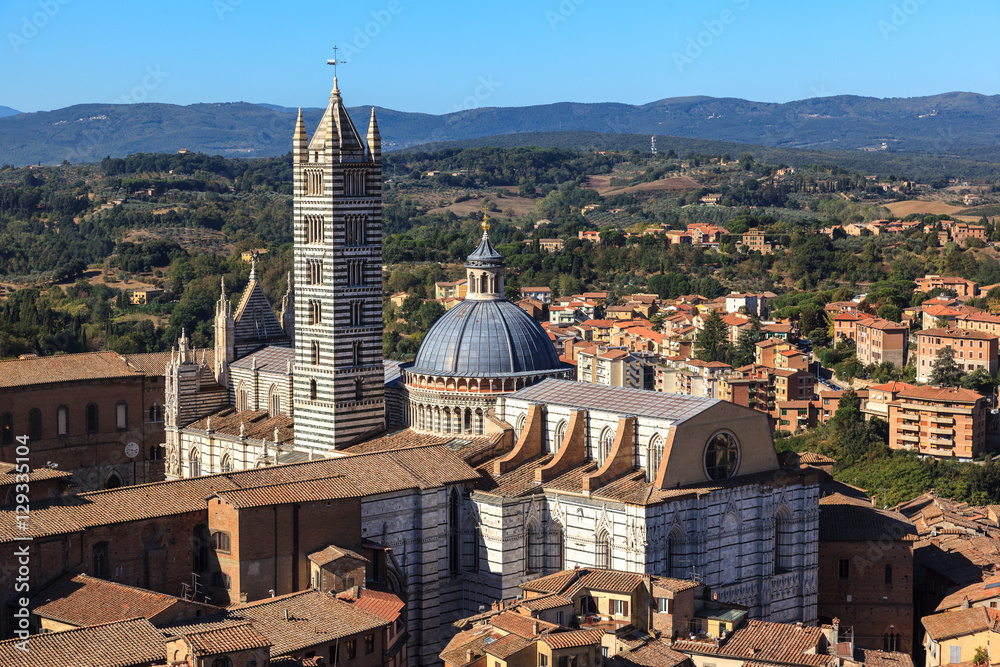 Obraz premium Aerial view of the Siena cathedral.