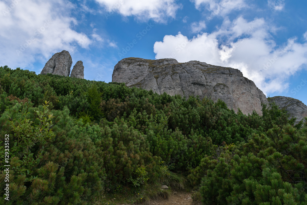 Amazing panorama Ceahlau massif, Eastern Carpathians Mountains, Moldova, Romania