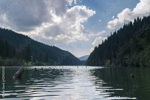 Fototapeta Naklejka Na Ścianę i Meble -  Red Lake (Lacul Rosu), Eastern Carpathians Mountains, Moldavia region, Romania, Europe