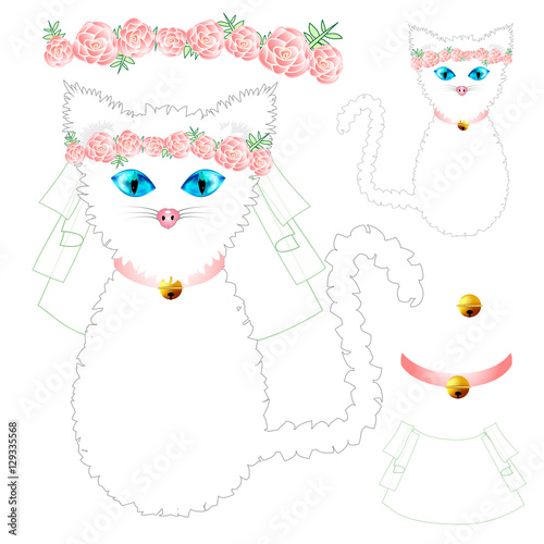 White Cat Bride with Blue E...