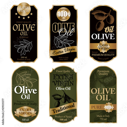 Olive oil labels on white background