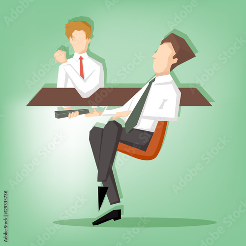 Businessman giving a bribe under table