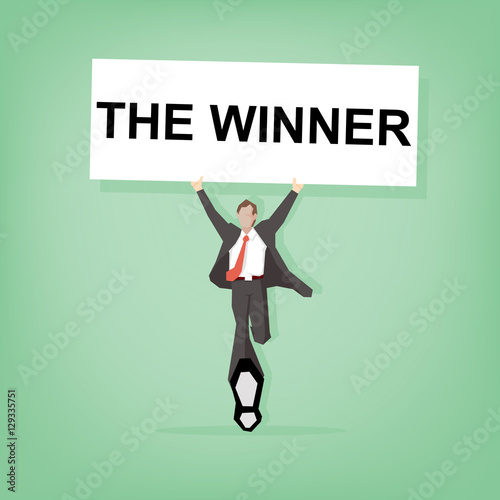 Happy celebrating winning success businessman