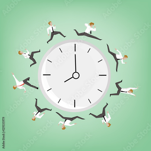 Businessman running around the clock, Business work responsible