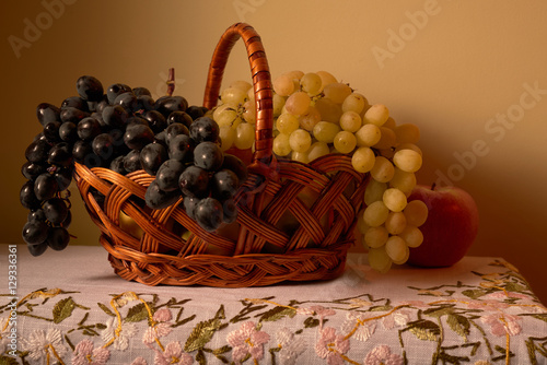 still life grape in basket