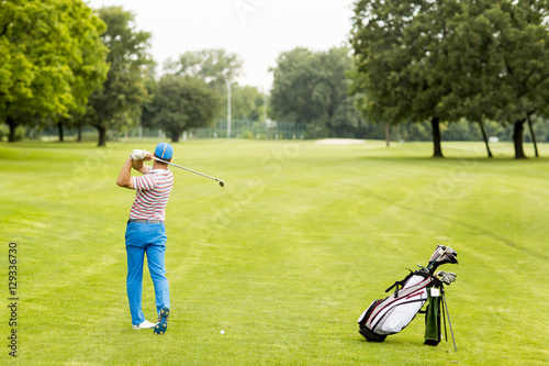 Golfer playing on beautiful golf course