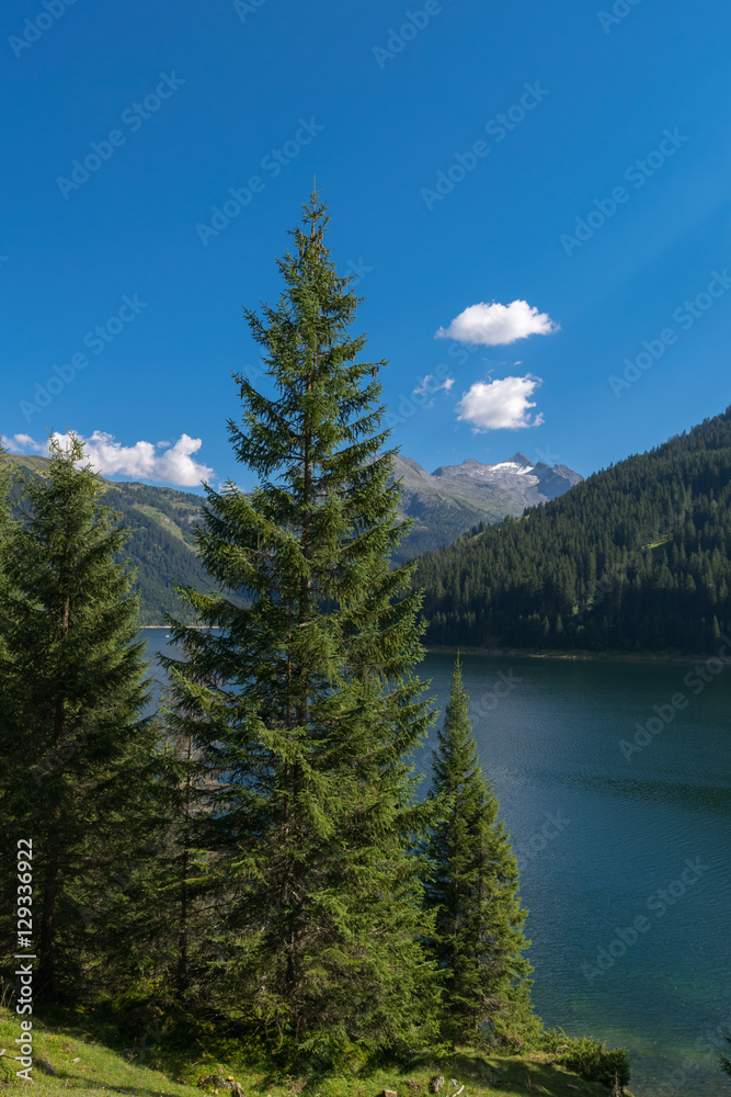 Amazing summer morning on the fantastic Speicher Durlassboden Lake, Alps, Austria, Europe