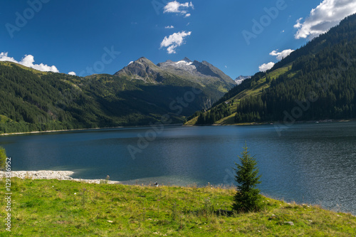 Fototapeta Naklejka Na Ścianę i Meble -  Amazing summer morning on the fantastic Speicher Durlassboden Lake, Alps, Austria, Europe