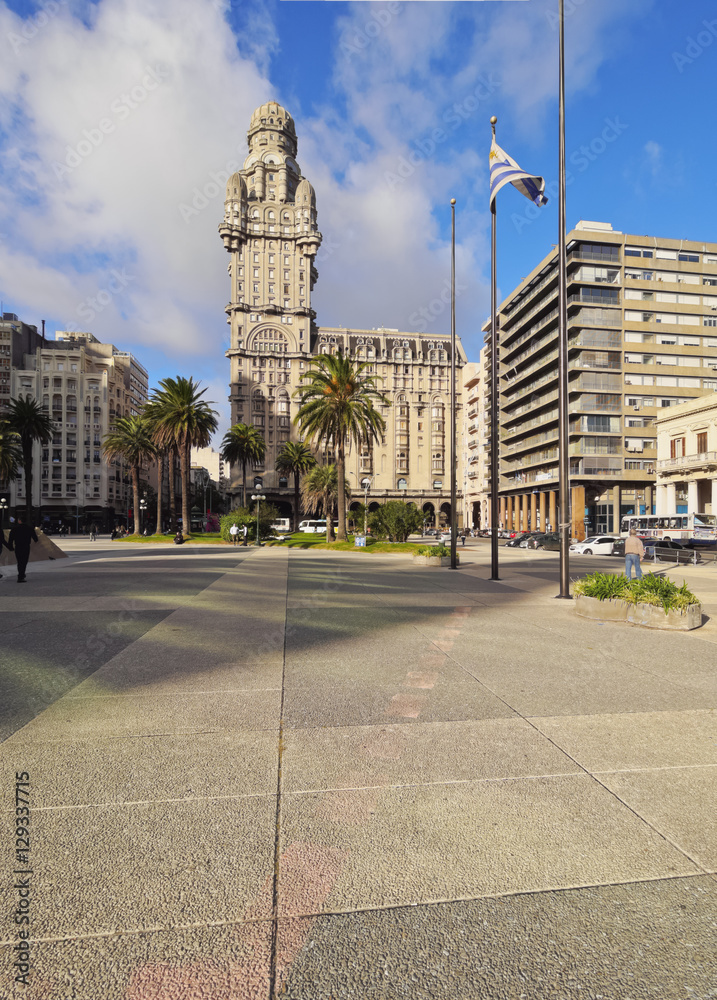 Uruguay, Montevideo, View of the Salvo Palace on the Independence Square.