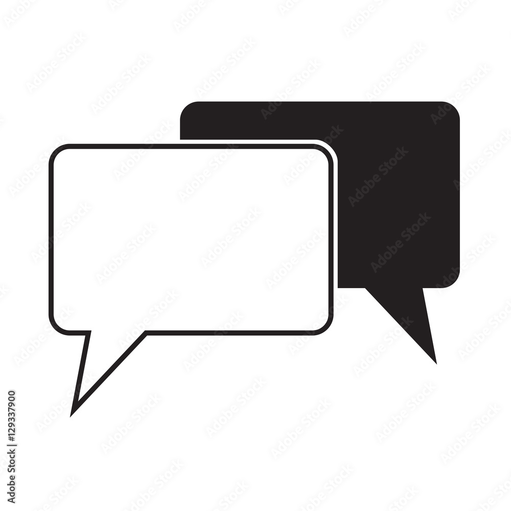 Simple flat speech bubbles icon, grayscale on white background Simple flat speech bubbles icon, grayscale on white background
