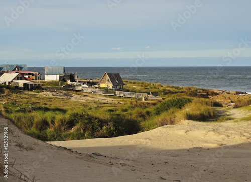 Uruguay, Rocha Department, Punta del Diablo, View of the la Viuda Beach Dunes.