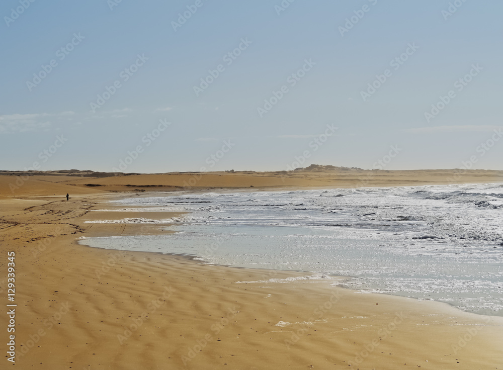 Uruguay, Rocha Department, View of the beach in Cabo Polonio.