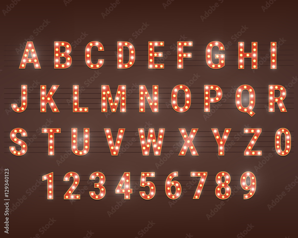 Retro font with light bulbs